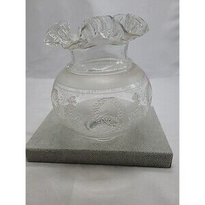 VV Vianne France art glass lamp shade, clear/frosted, Empire style, ruffled